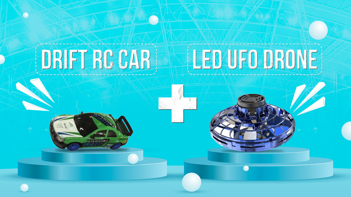 Ultimate Playtime: Drift RC Car + Free LED UFO Drone