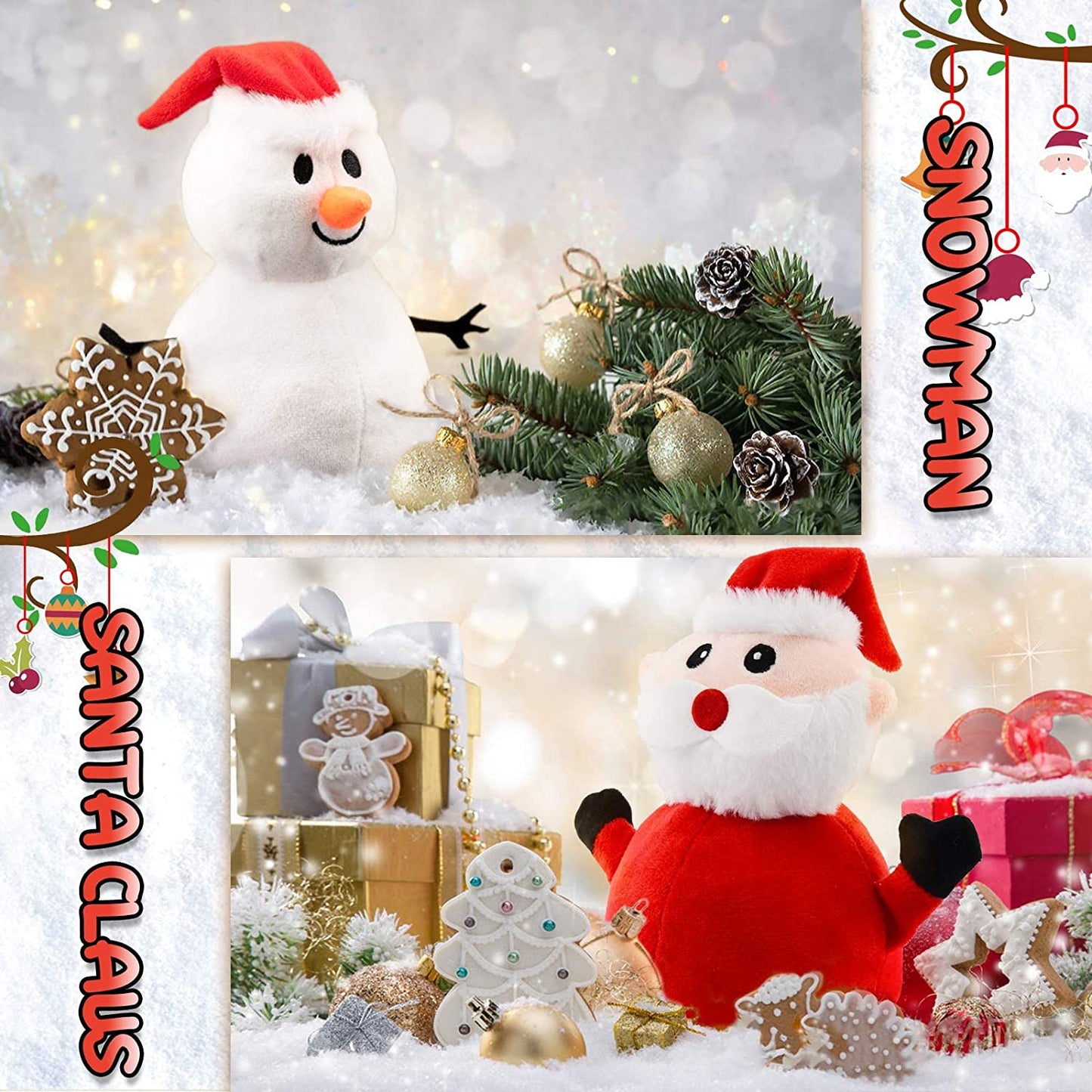 Santa and Snowman Plush - Festive, Soft & Perfect for the Holidays